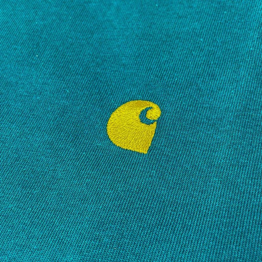 Carhartt WIP 金刺繡logo棉質圓領男短短袖T恤(森林綠) - S-3