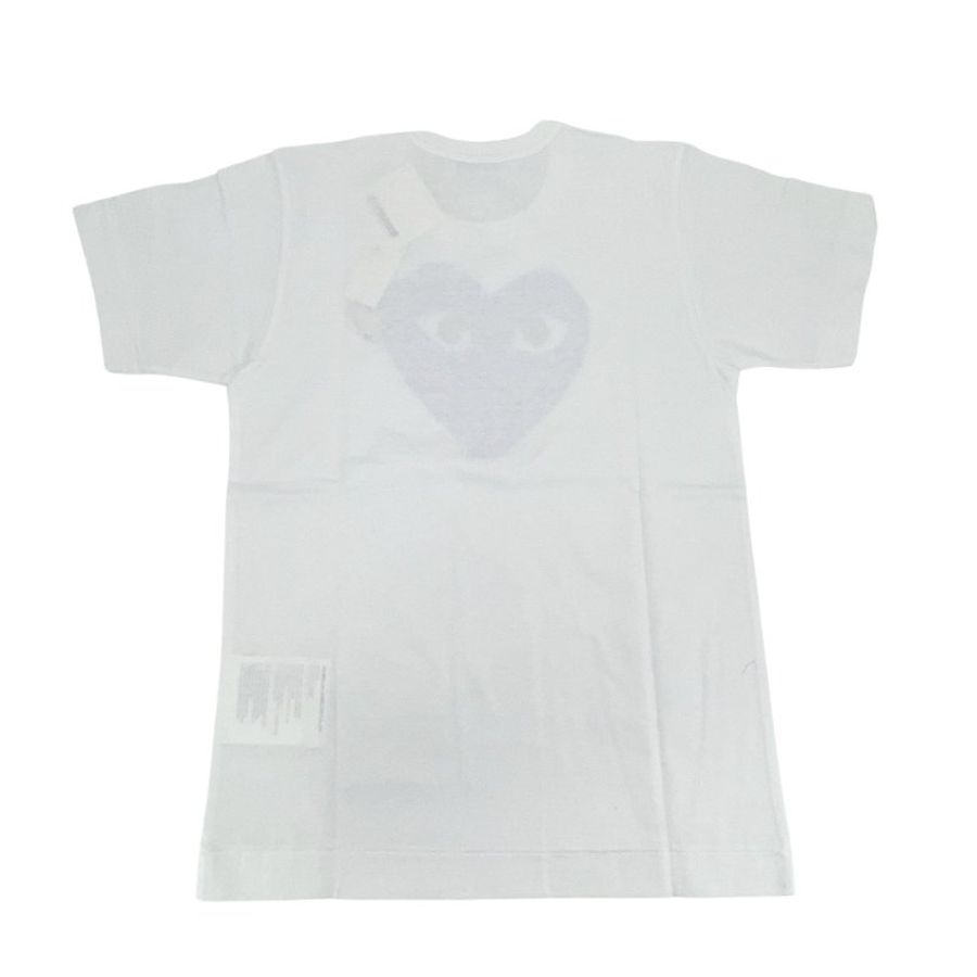 川久保玲 CDG 女款 紫大小雙愛心刺繡logo短袖T恤(白)-M-4
