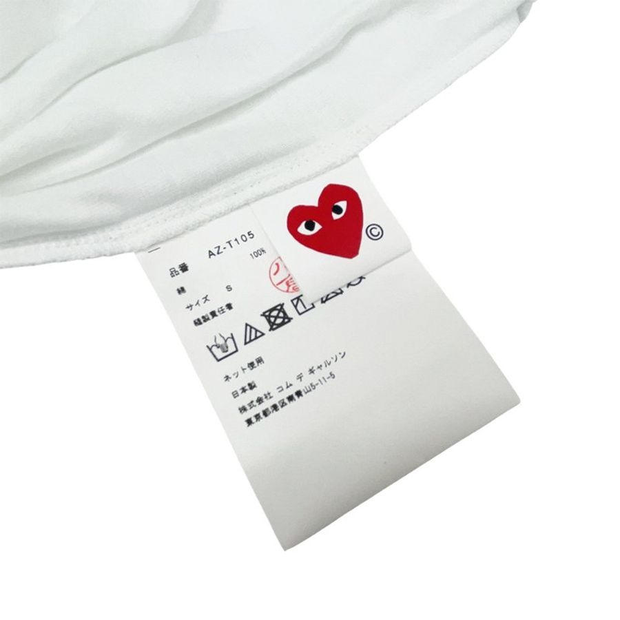 川久保玲 CDG 女款 藍大小雙愛心刺繡logo短袖T恤(白)-M-4