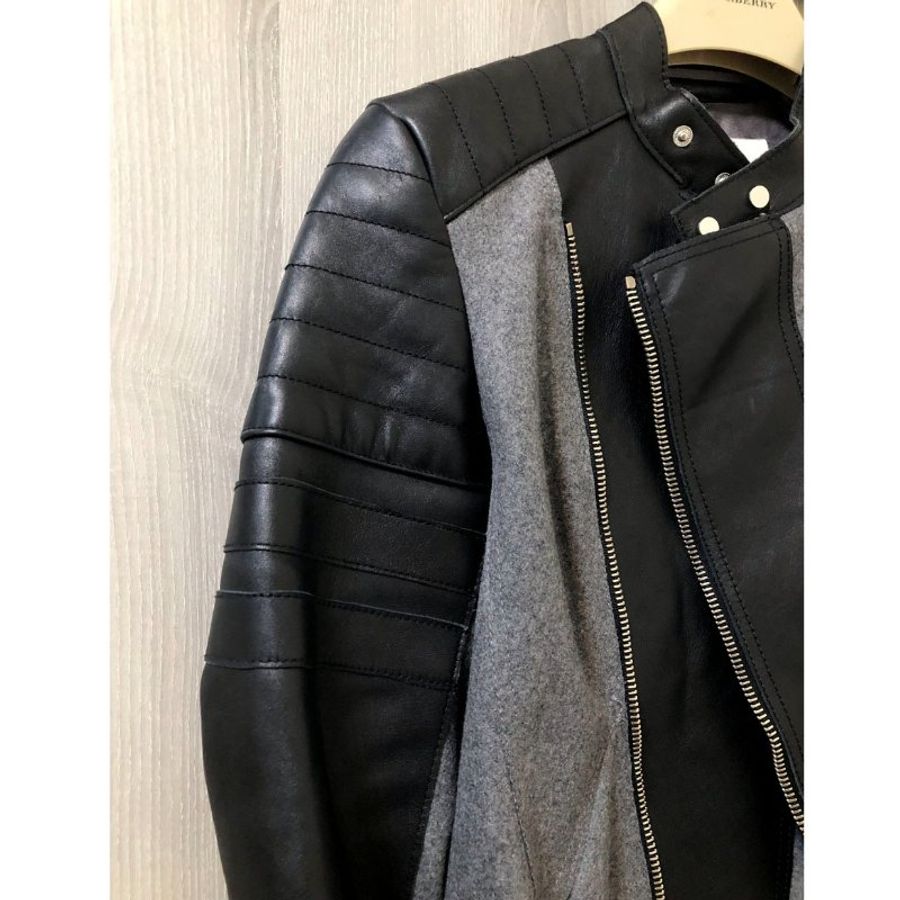 3.1 PHILLIP LIM 黑x灰色不規則騎士皮衣-7