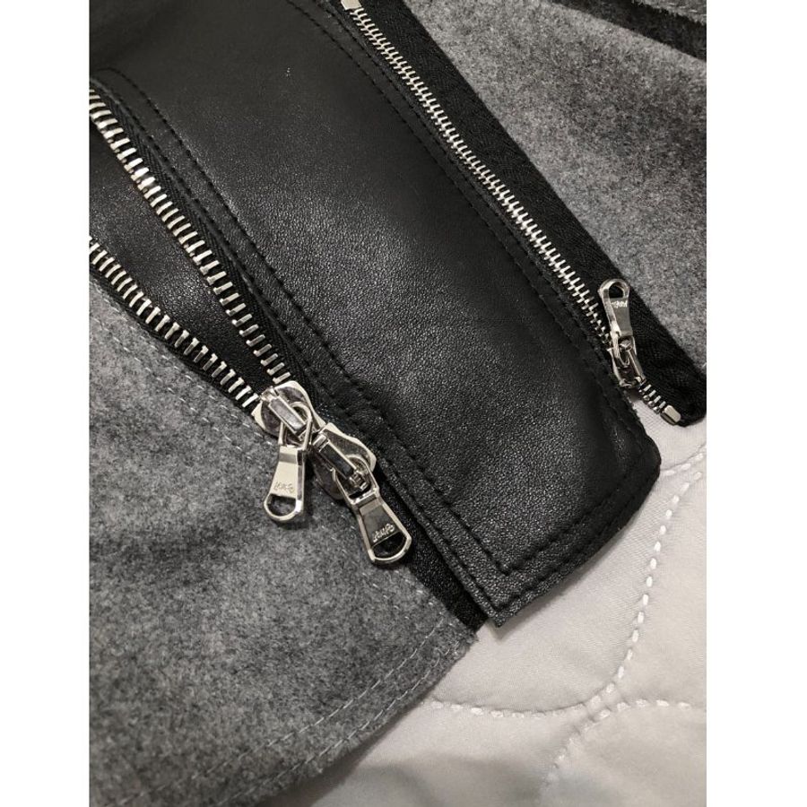 3.1 PHILLIP LIM 黑x灰色不規則騎士皮衣-10