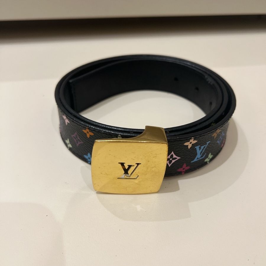 LV 彩色花紋皮帶-1