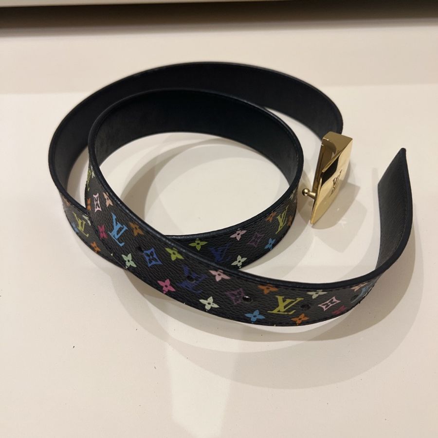 LV 彩色花紋皮帶-2