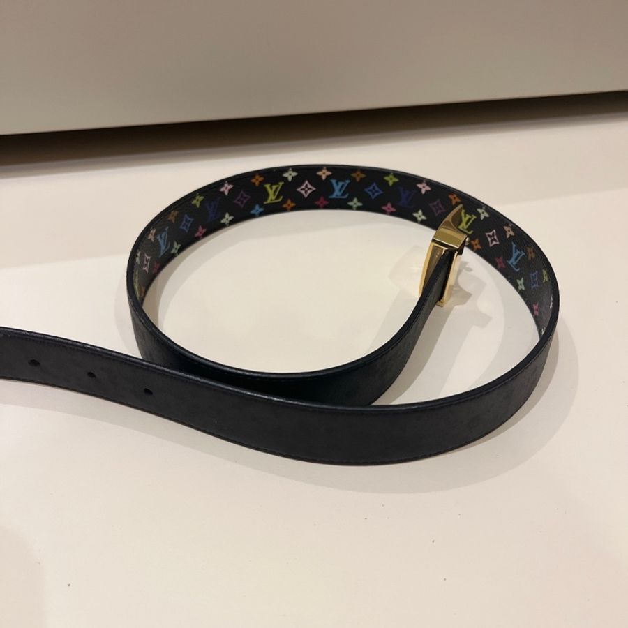 LV 彩色花紋皮帶-6