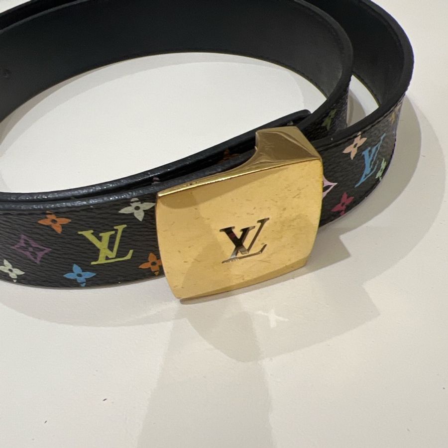 LV 彩色花紋皮帶-7