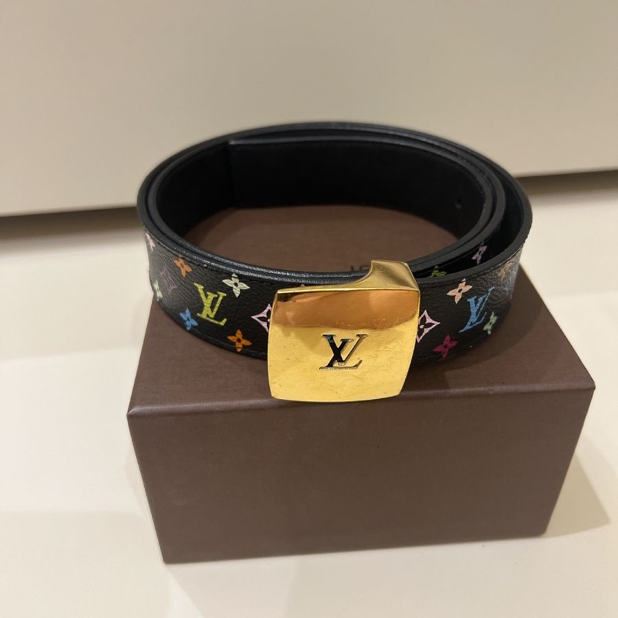 LV 彩色花紋皮帶-13