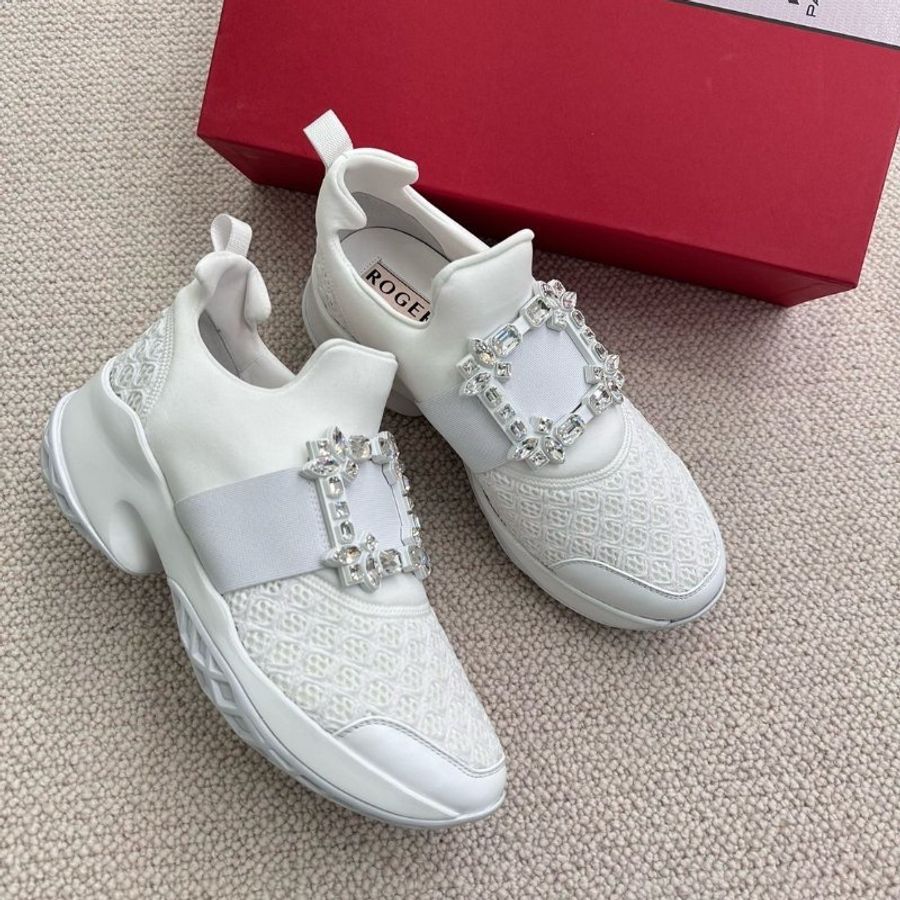 Roger Vivier Viv Run Light Strass 水晶方釦運動鞋 增高7.5公分 白色 IT 35/36/36.5/37/37.5/38《2024季度新品》-1