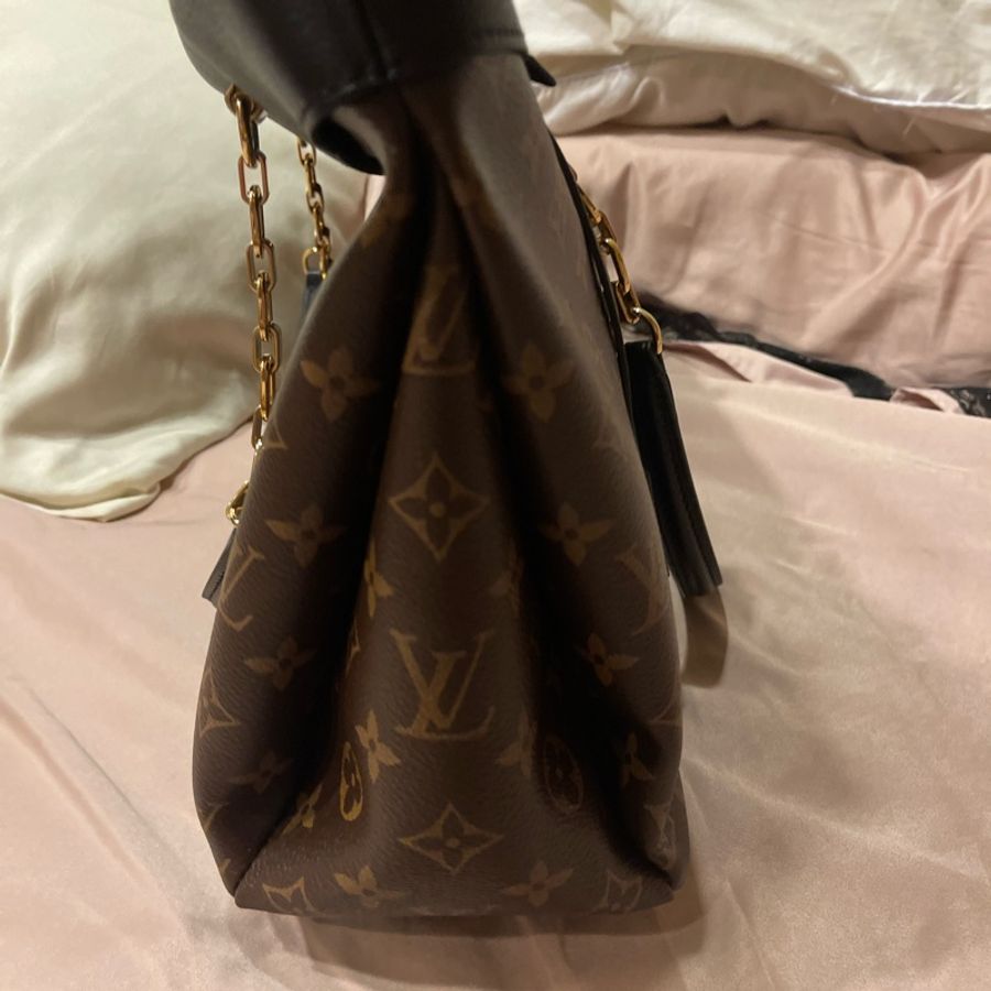 LV M51198 原花 黑 牛皮 金鍊 肩背包 側背包 購物包 托特包 媽媽包 名媛包-8