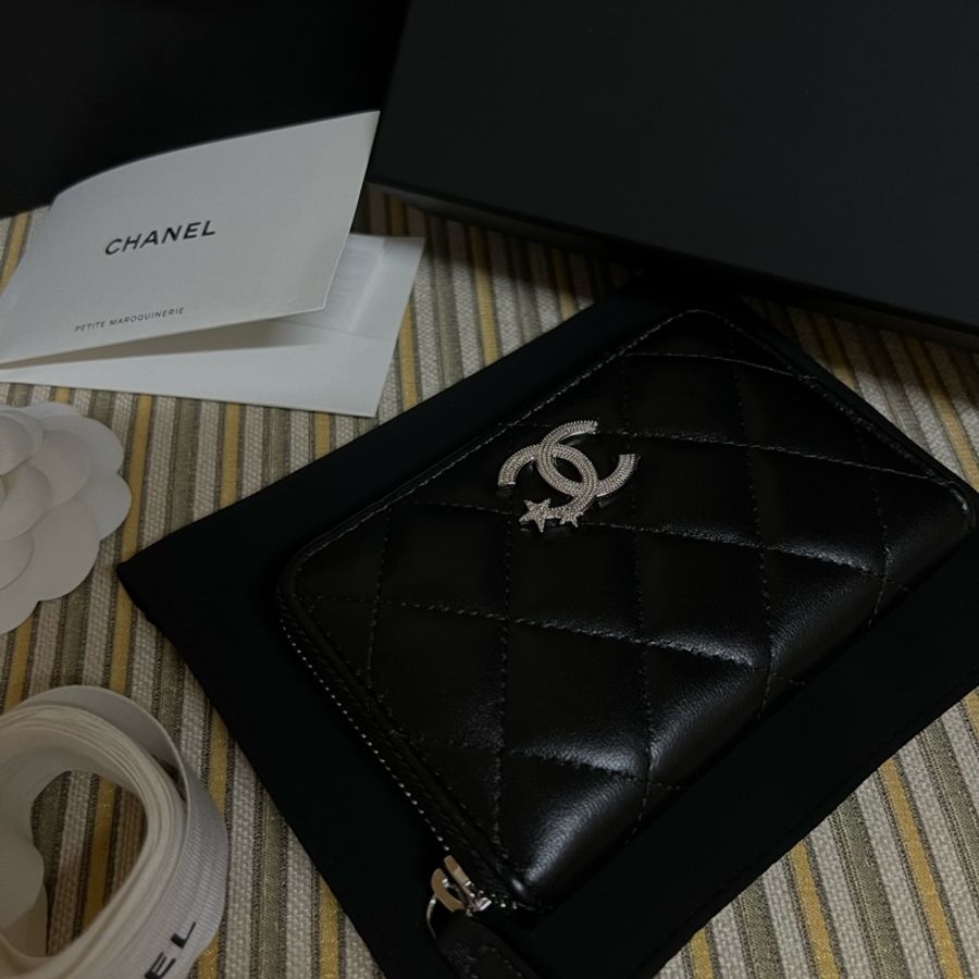 Chanel 24C 黑色星星水鑽錢包 全新-0