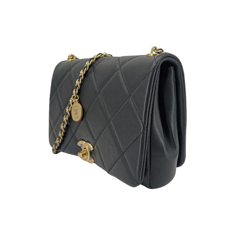 Chanel 金雙C羊皮菱格金釦斜背包(AS4794-黑)-1