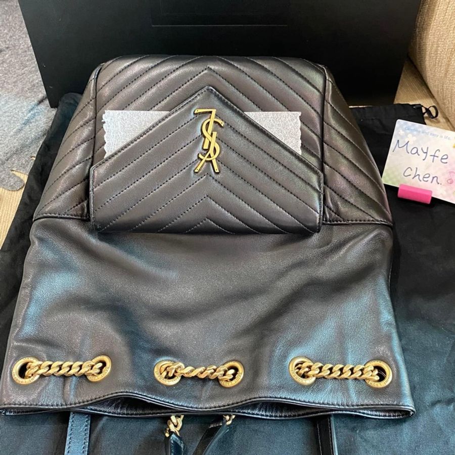 YSL 672609 羊皮後背包-10