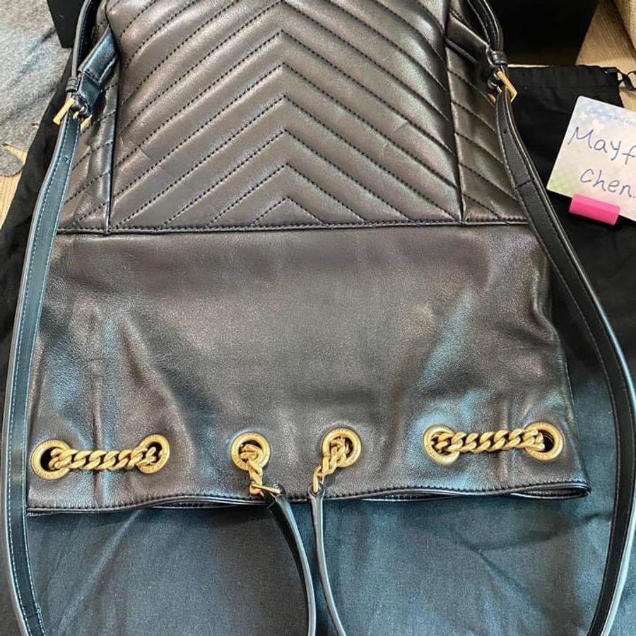 YSL 672609 羊皮後背包-20