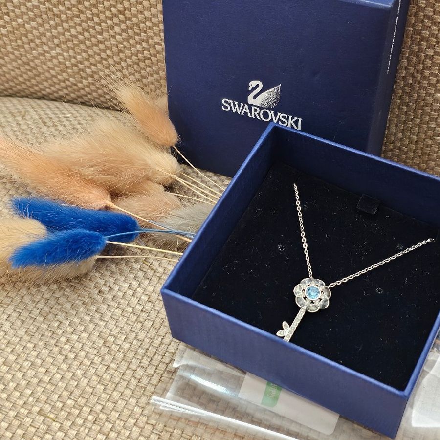 Swarovski 🩵藍水晶🪺鑰匙項鍊🗝-0
