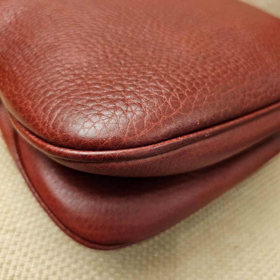 Gucci 古董精品 卡地亞酒紅色 翻蓋 側肩包 vintage 賈姬Jackie 包型 hobo包型-15