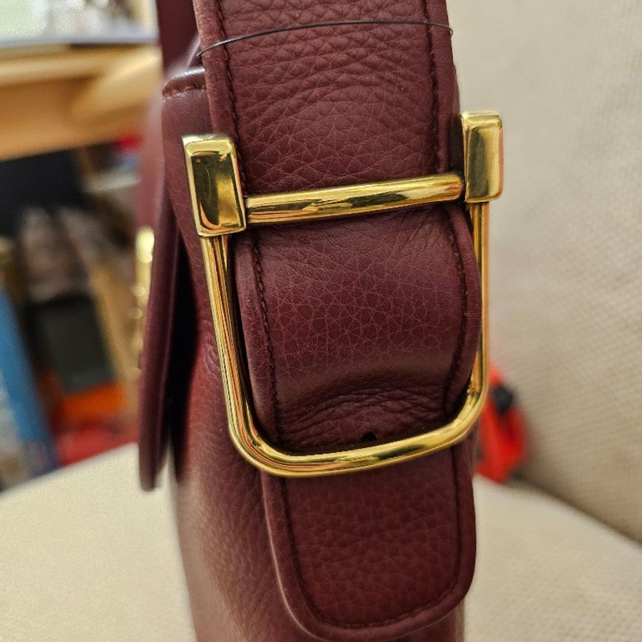 Gucci 古董精品 卡地亞酒紅色 翻蓋 側肩包 vintage 賈姬Jackie 包型 hobo包型-32