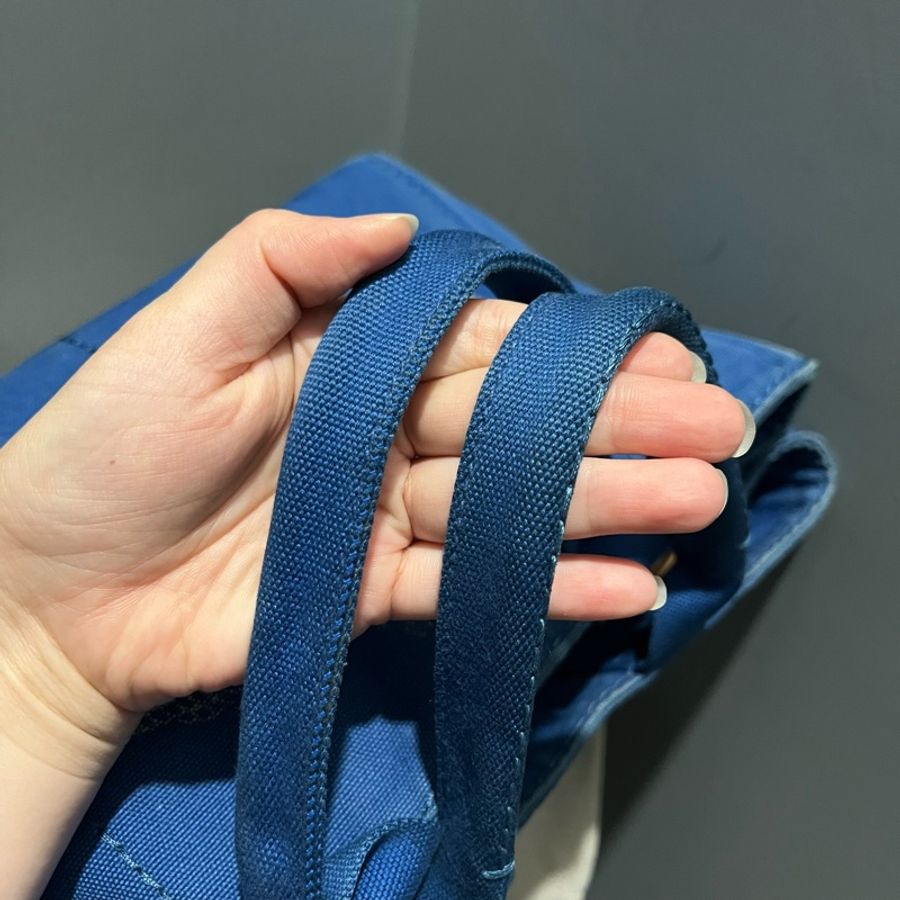 Prada 丹寧帆布 手提沙灘包 托特包 tote藍-7