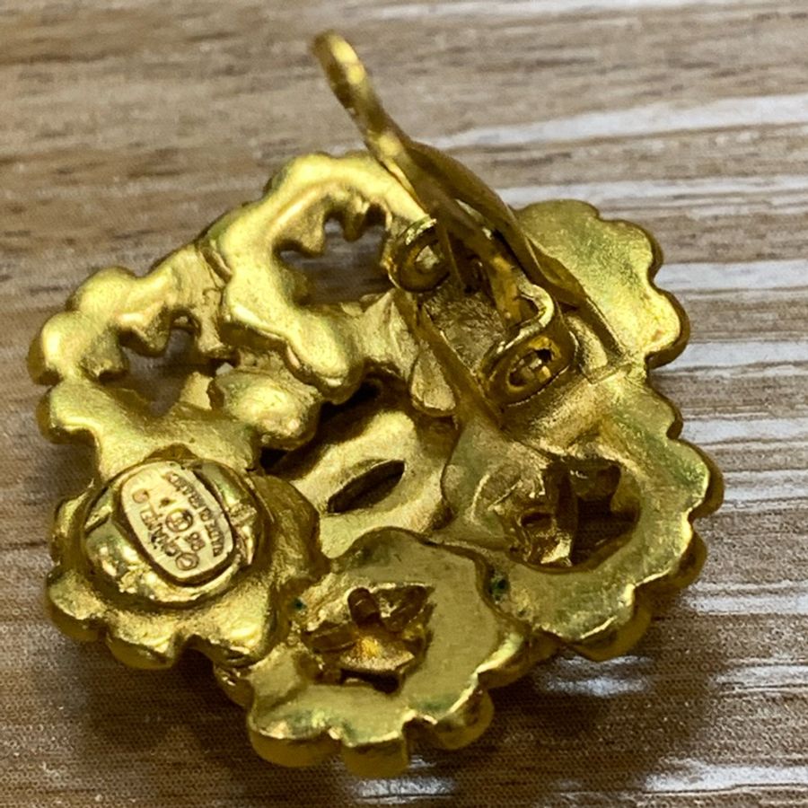 chanel vintage 金色耳環-8