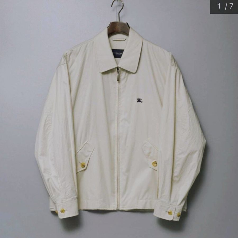 BURBERRY白色棉質薄拉鍊夾克外套 男女皆可穿✨-0