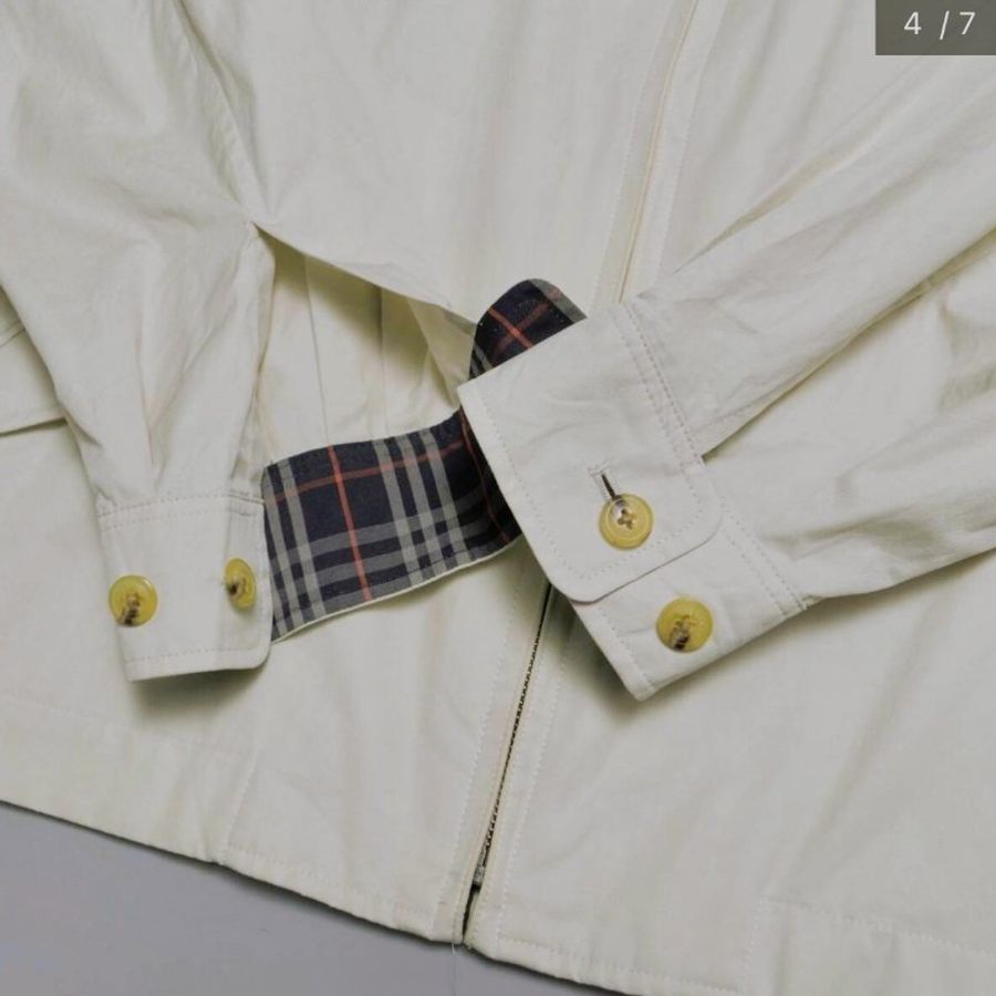 BURBERRY白色棉質薄拉鍊夾克外套 男女皆可穿✨-3