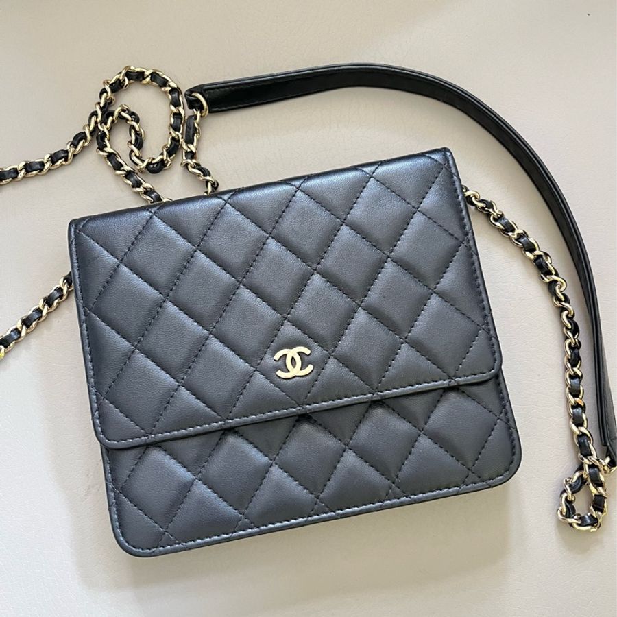 Chanel Woc 黑色淡金鏈-0