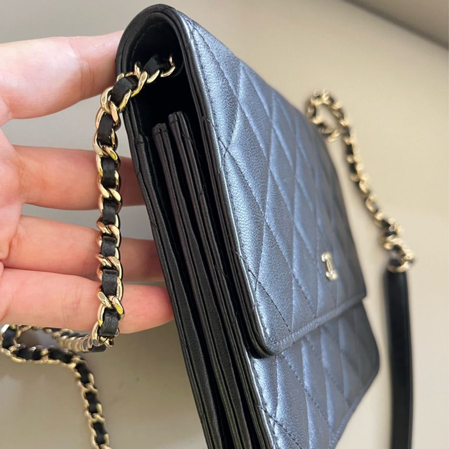 Chanel Woc 黑色淡金鏈-3