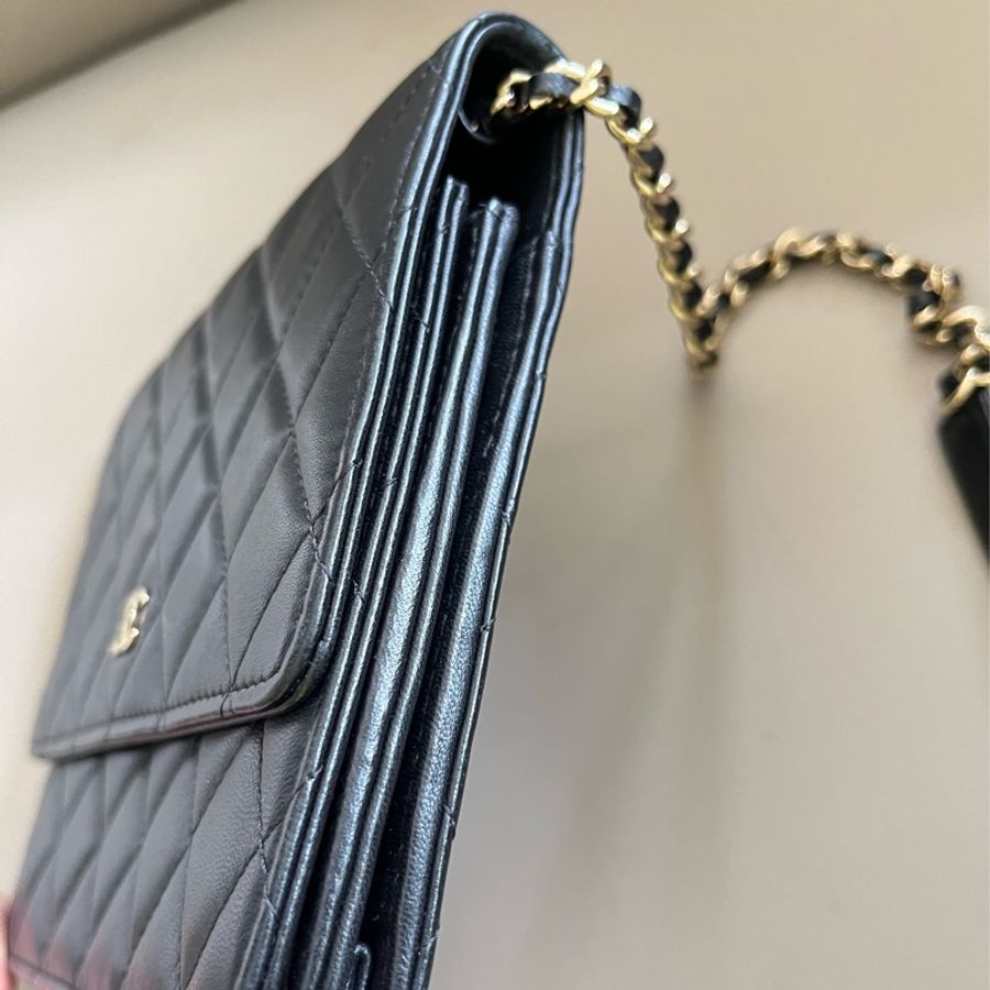 Chanel Woc 黑色淡金鏈-4