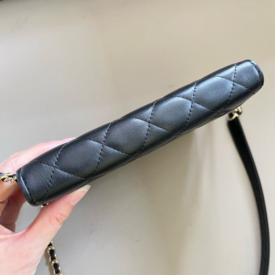 Chanel Woc 黑色淡金鏈-5