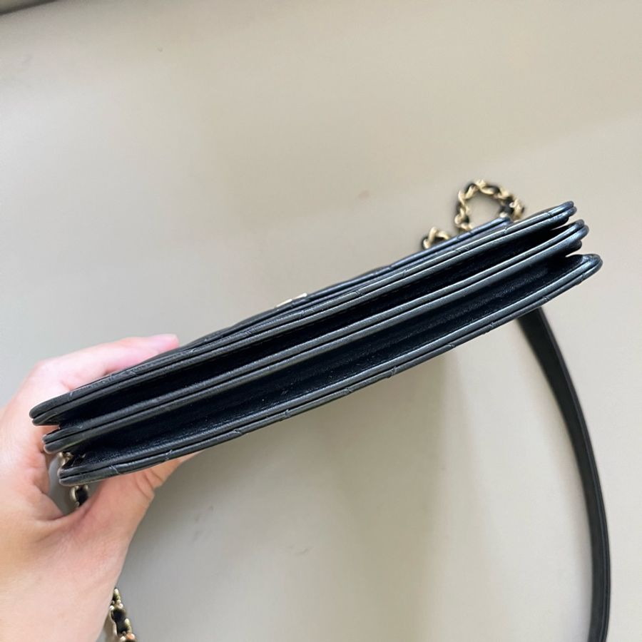 Chanel Woc 黑色淡金鏈-6