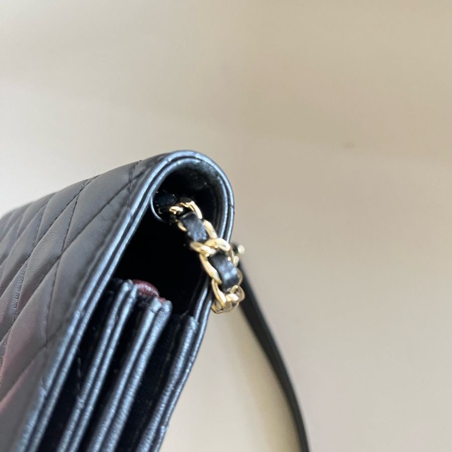 Chanel Woc 黑色淡金鏈-7