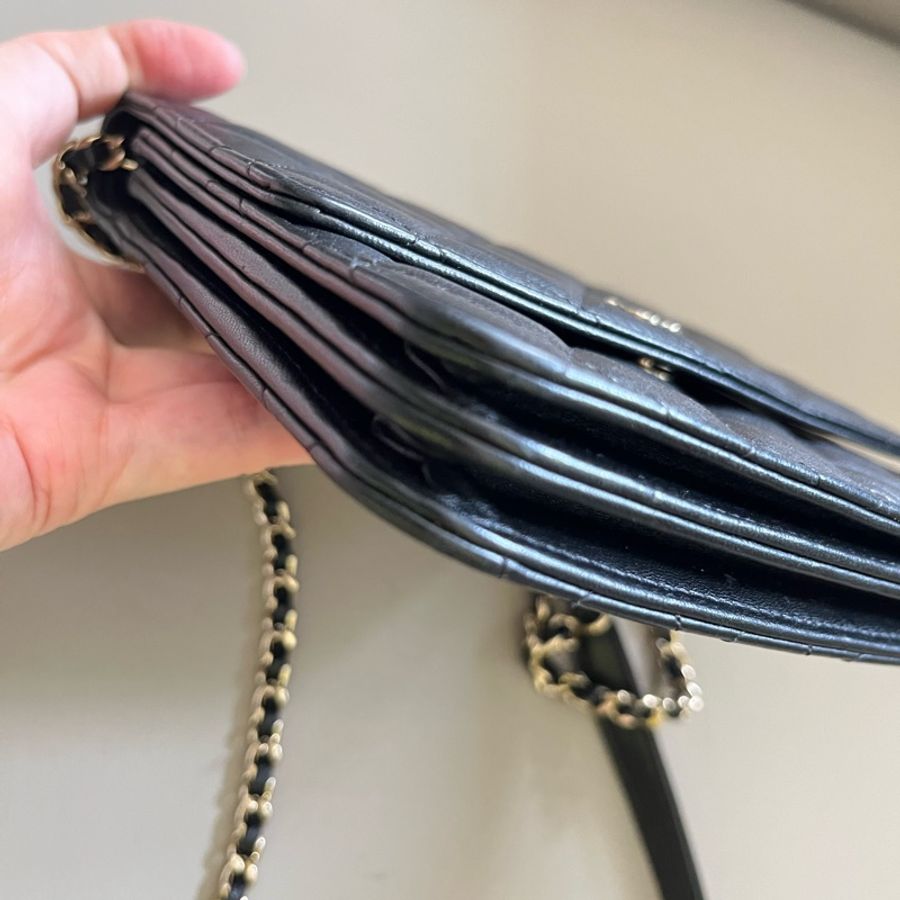 Chanel Woc 黑色淡金鏈-10