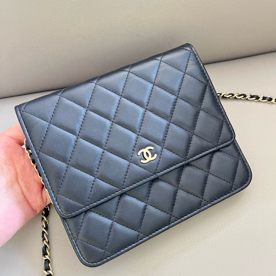 Chanel Woc 黑色淡金鏈-17
