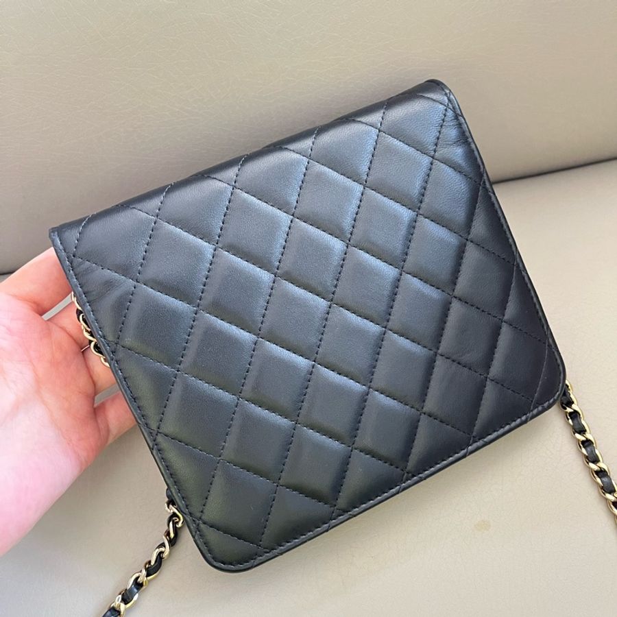 Chanel Woc 黑色淡金鏈-18
