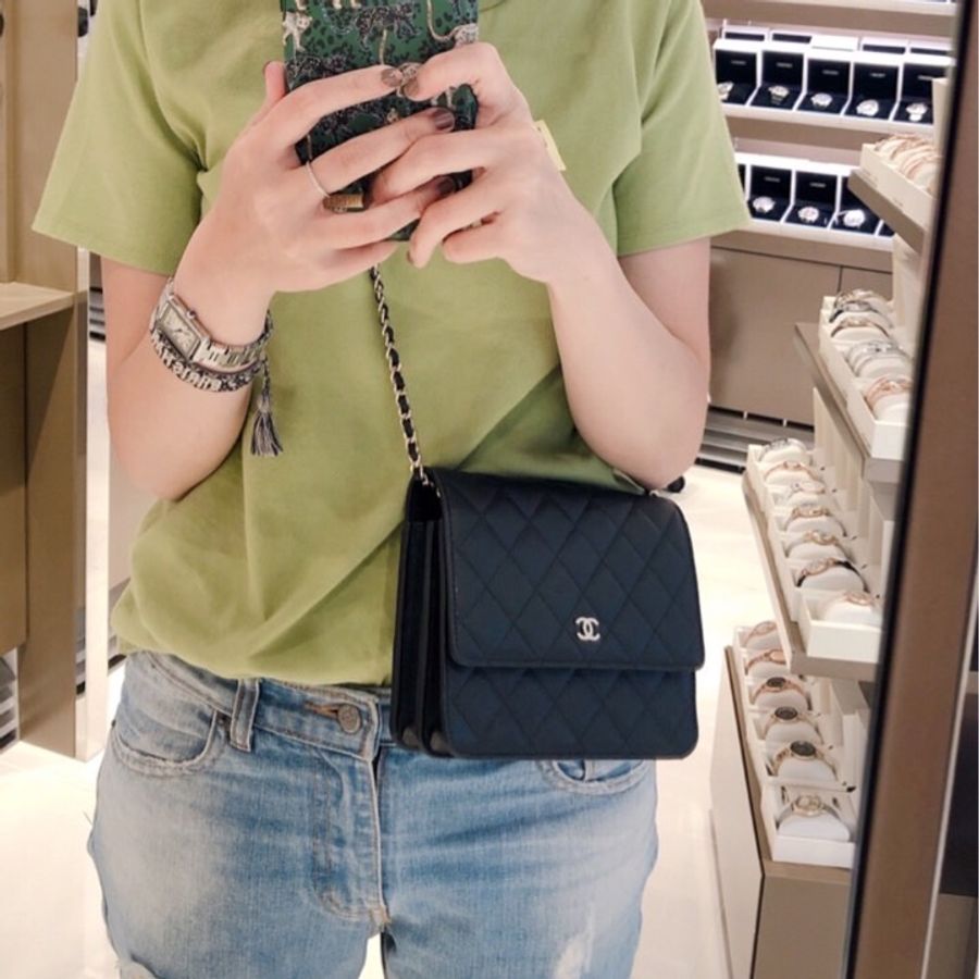 Chanel Woc 黑色淡金鏈-19