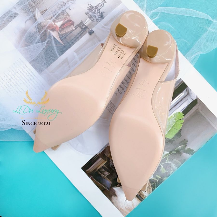 Roger Vivier RV 米色 藕色 裸色 漆皮 低跟鞋 尖頭鞋 跟鞋-3