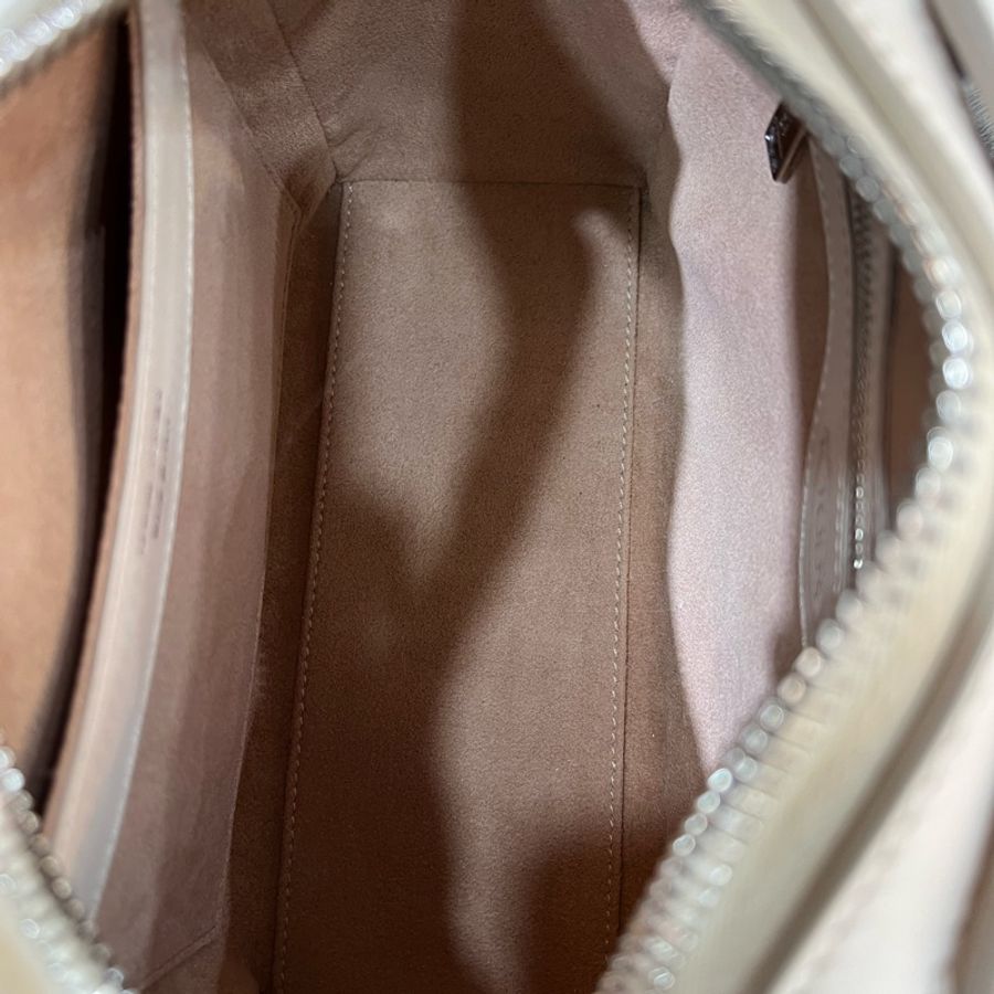 Tods 杏色 米灰 牛皮 銀釦 箱包 Trunk 豆豆 斜背包-5