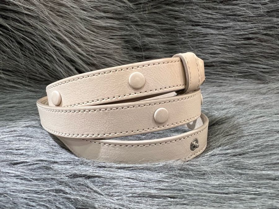 Tods 杏色 米灰 牛皮 銀釦 箱包 Trunk 豆豆 斜背包-22