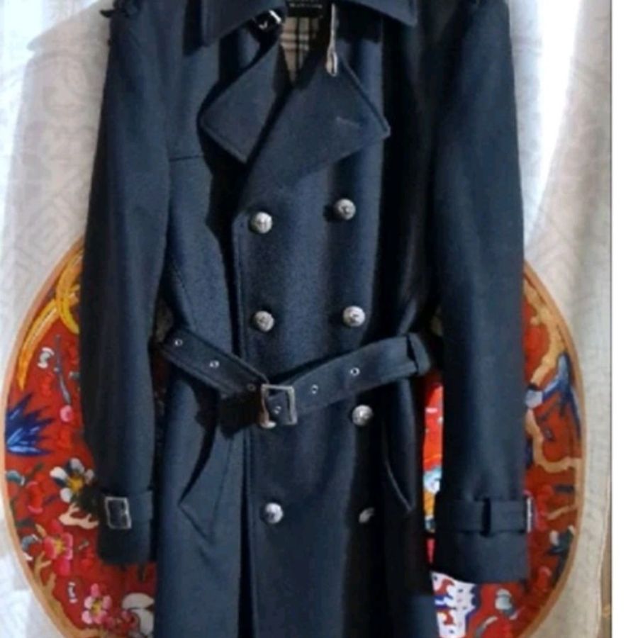 二手近新/Burberry /拿破崙羊絨+羊毛大衣/戰馬logo金屬鈕扣-1