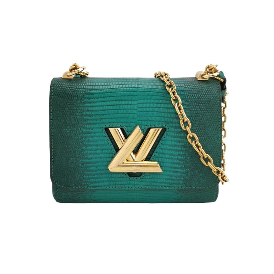 Louis Vuitton (LV) Twist小號蜥蜴皮拼色LV 旋轉鎖扣翻蓋單肩包-0