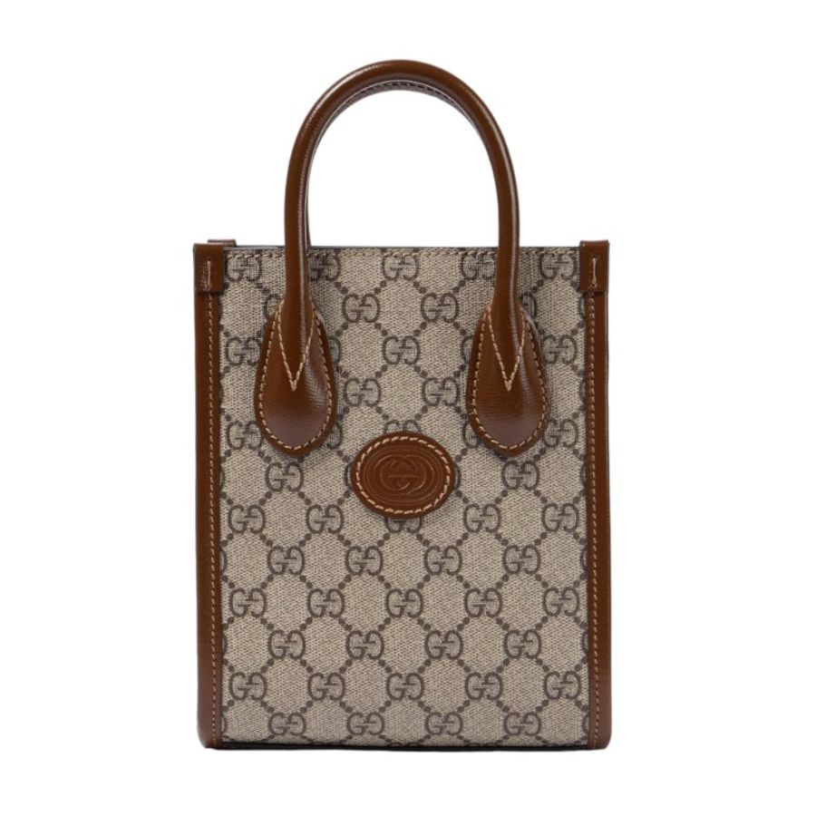 【GUCCI 古馳】Mini Interlocking G 迷你 手提包 斜背包 手機包 托特包 米色 烏木色 671623-0