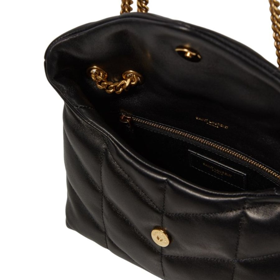 【YSL】SAINT LAURENT Toy Puffer 小羊皮 金鍊條 肩背包 斜背包 黑色 759337-2