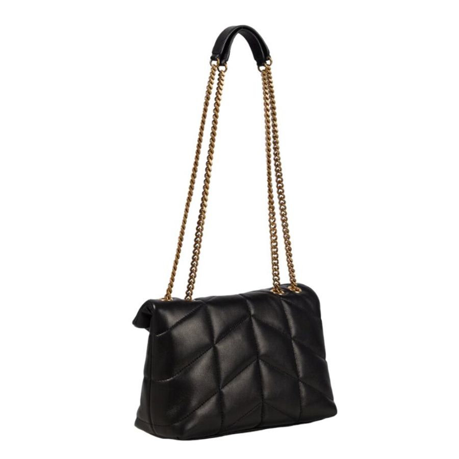 【YSL】SAINT LAURENT Toy Puffer 小羊皮 金鍊條 肩背包 斜背包 黑色 759337-3
