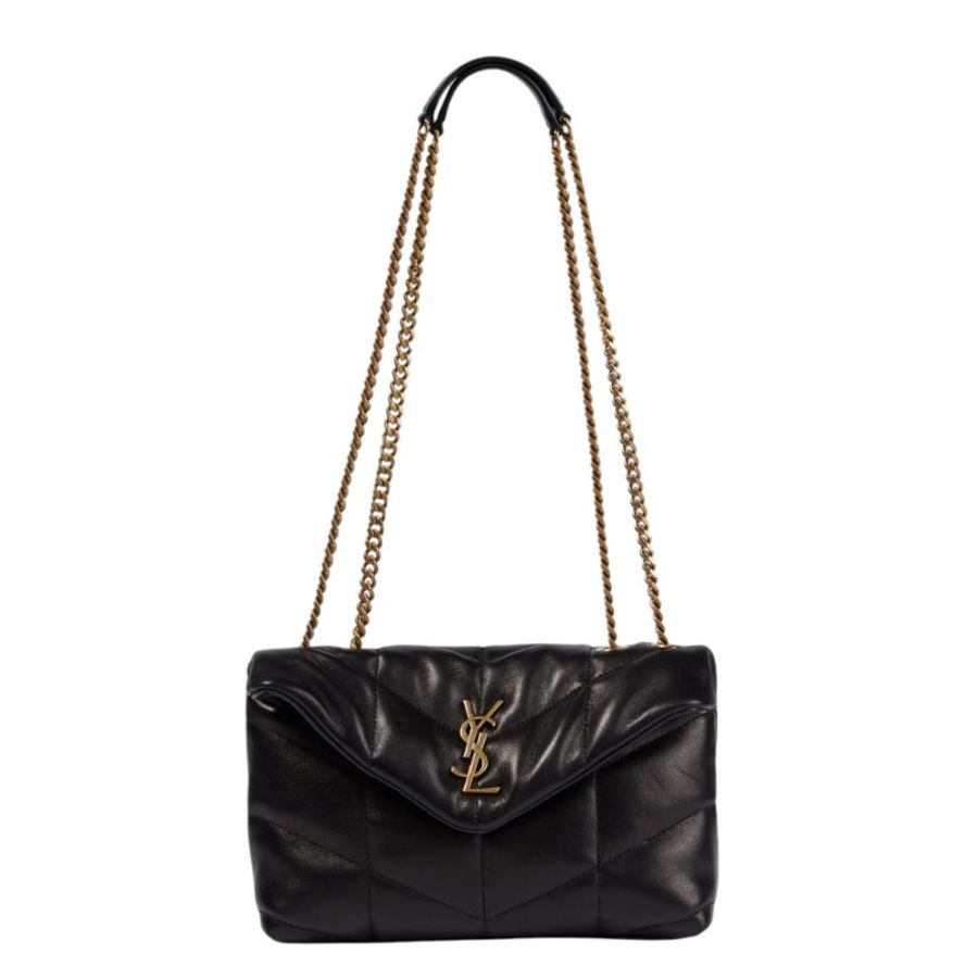 【YSL】SAINT LAURENT Toy Puffer 小羊皮 金鍊條 肩背包 斜背包 黑色 759337-4
