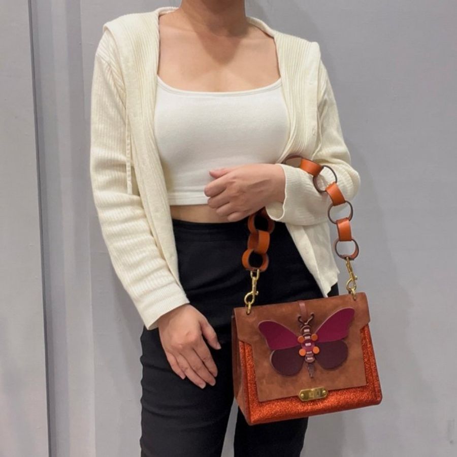 Anya Hindmarch 雙拼色 蝴蝶 二用包/肩背包/斜背包-15