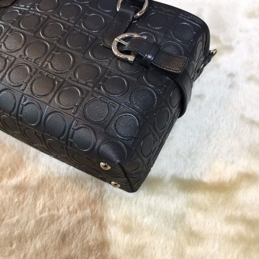 SALVATORE FERRAGAMO 黑色 馬蹄LOGO 手提包/斜背包/二用包-4