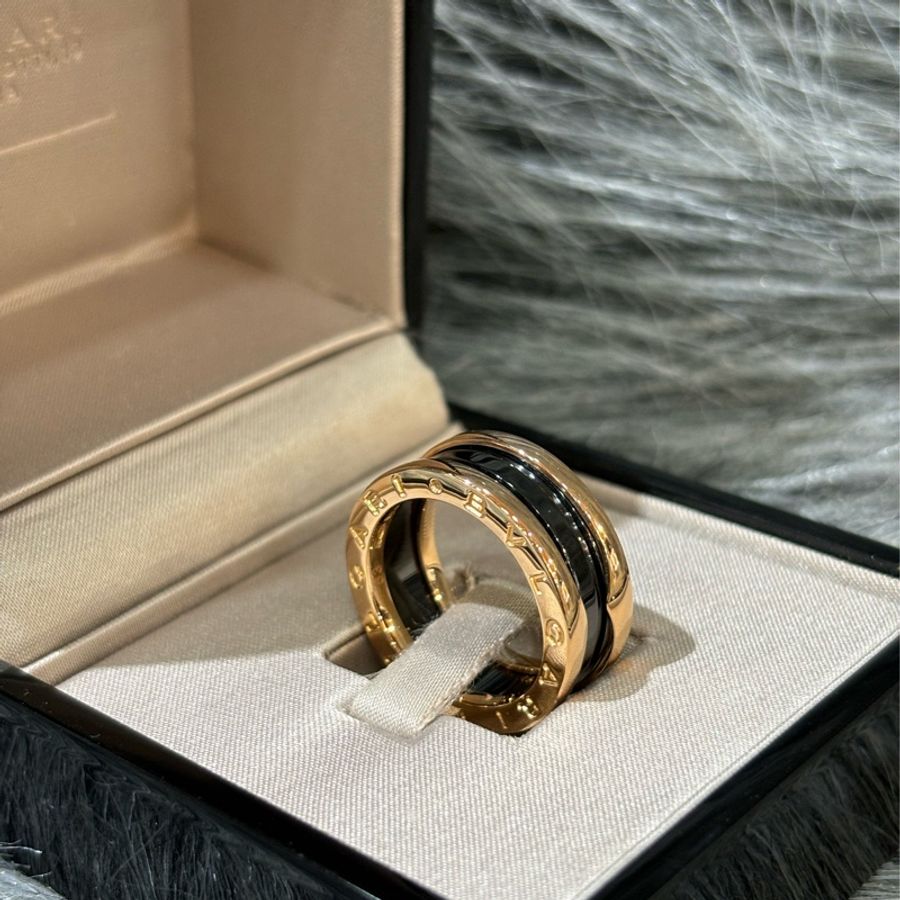 BVLGARI 寶格麗 750 玫瑰 金 K金 黑陶瓷 B ZERO 1 戒子 戒指 戒 單環戒-2