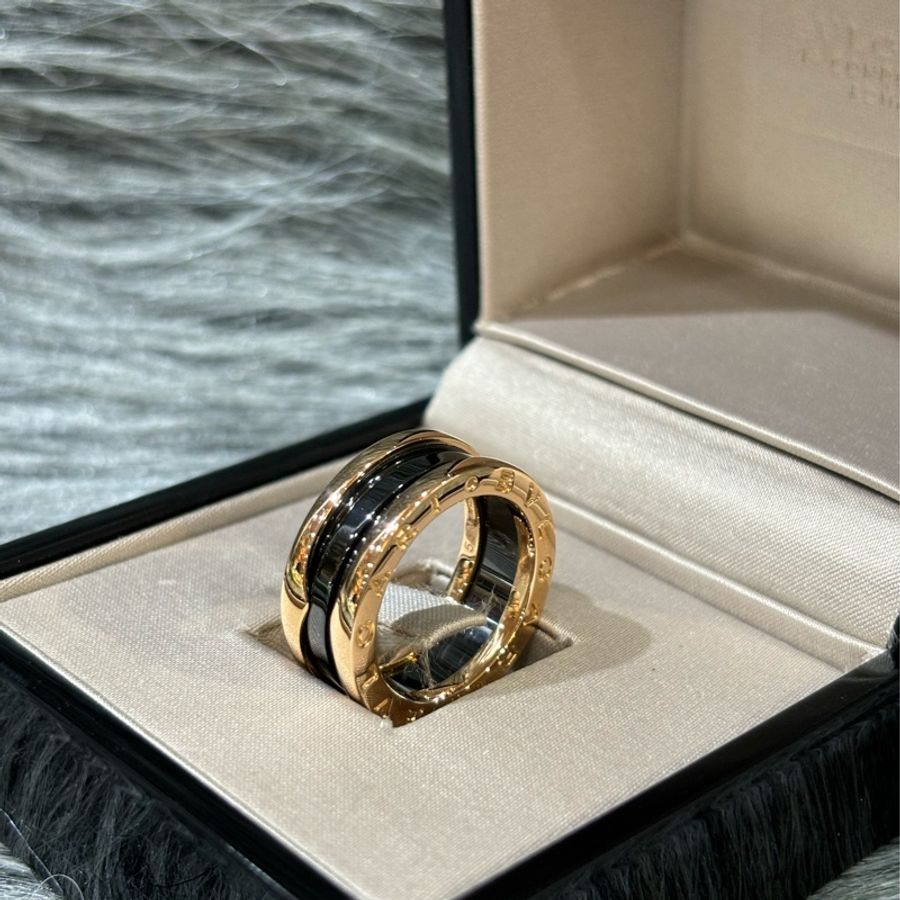 BVLGARI 寶格麗 750 玫瑰 金 K金 黑陶瓷 B ZERO 1 戒子 戒指 戒 單環戒-3