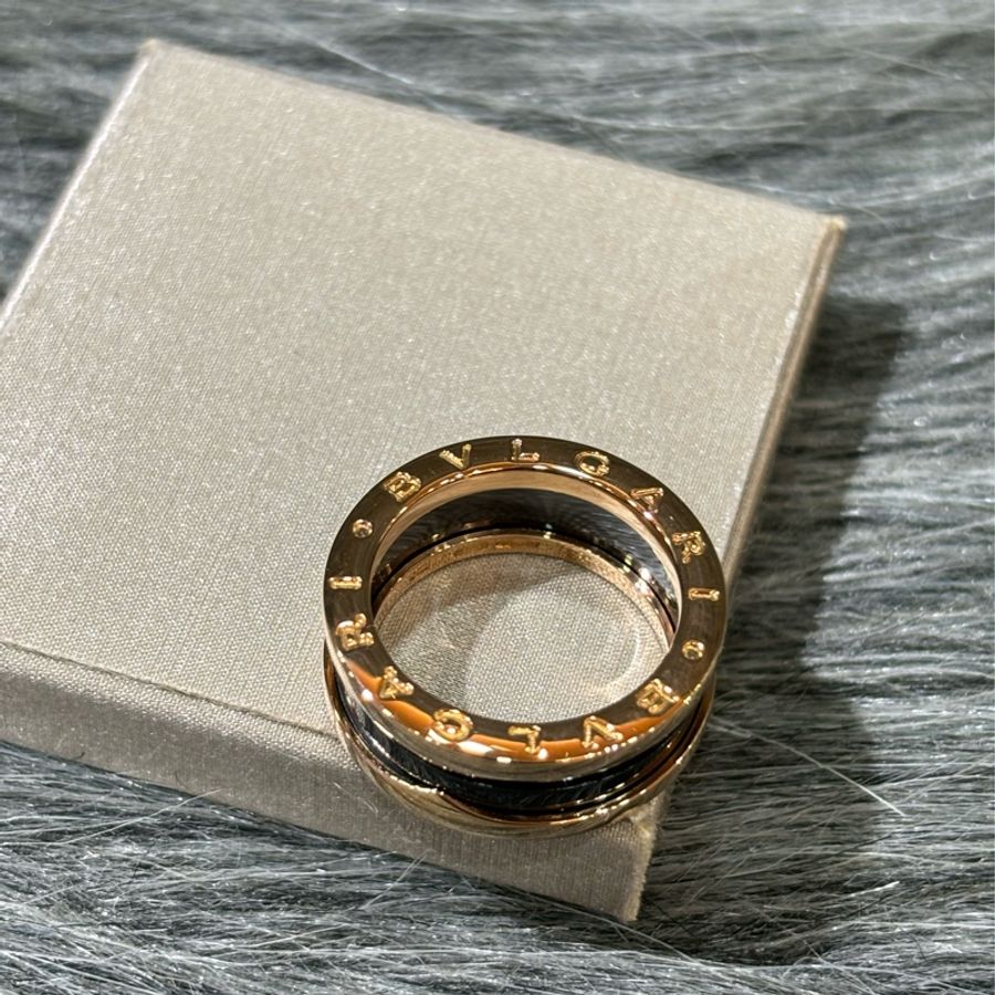 BVLGARI 寶格麗 750 玫瑰 金 K金 黑陶瓷 B ZERO 1 戒子 戒指 戒 單環戒-11