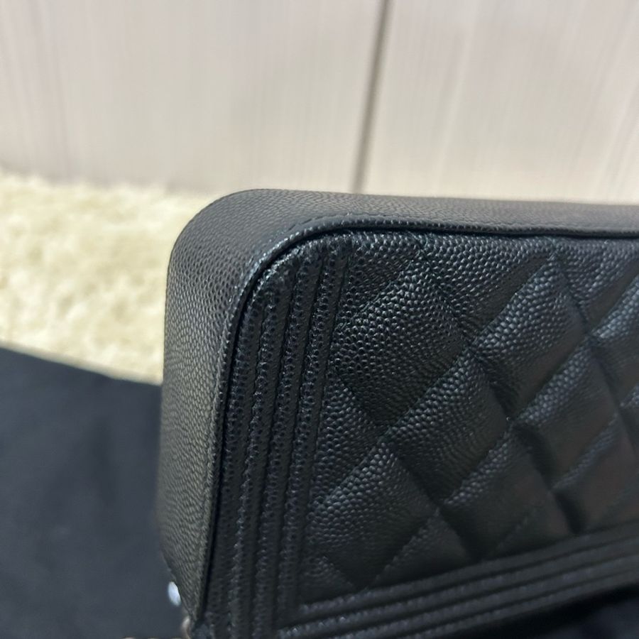 Chanel woc leboy woc 荔枝黑銀牛 鏈條包 手拿包 長夾-17