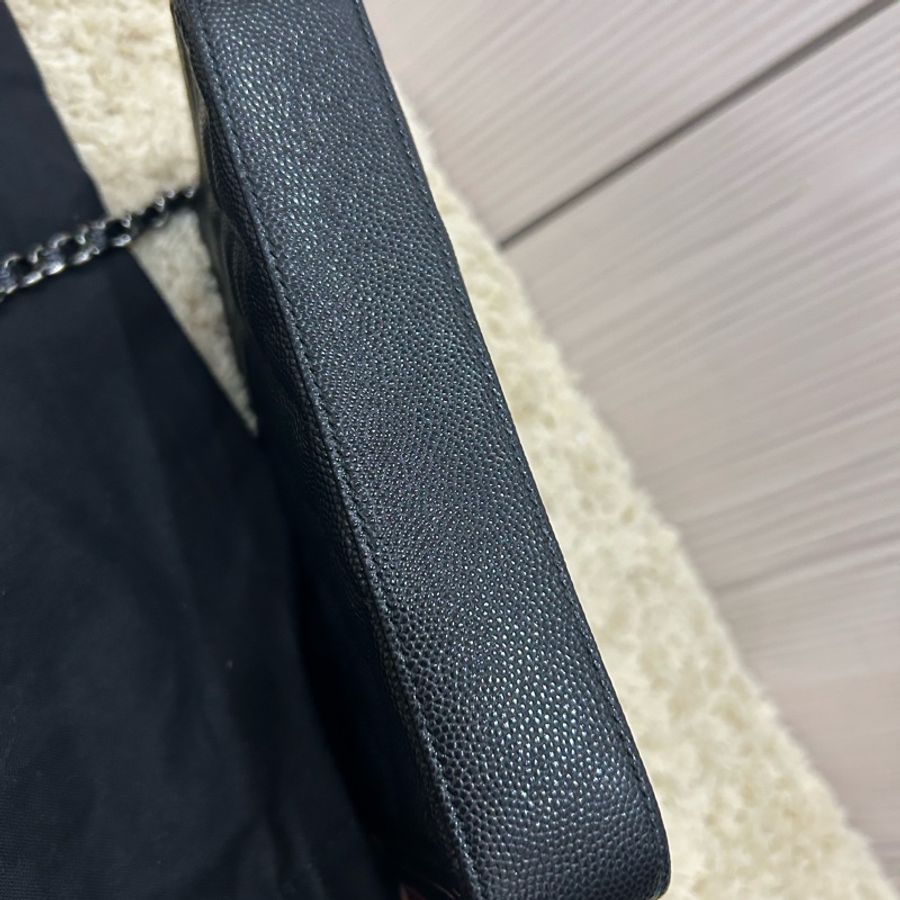 Chanel woc leboy woc 荔枝黑銀牛 鏈條包 手拿包 長夾-21
