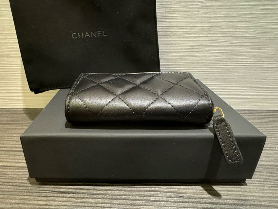 Chanel 全新經典拉鍊零錢包 金釦小羊皮-3